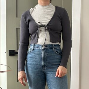 Audrey 3+1 Blue/Grey Cardigan Sweater